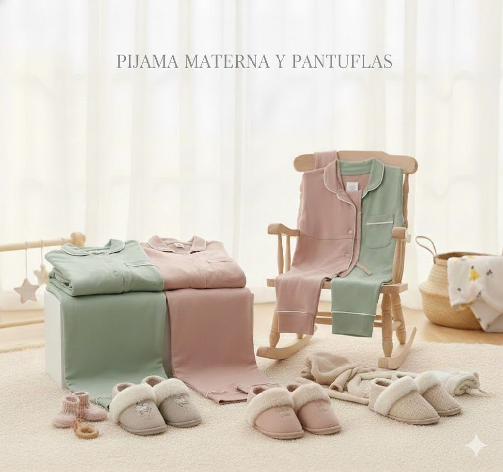 PIJAMAS MATERNAS Y PANTUFLAS