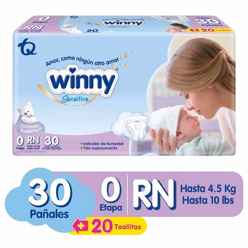 PAÑAL WINNY SENSITIVE ETAPA 0*30 UNIDADES