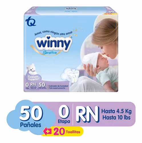 PAÑAL WINNY SENSITIVE ETAPA 0*50 UNIDADES