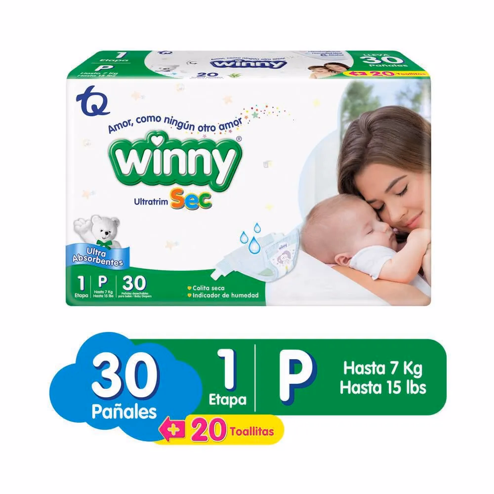 PAÑAL WINNY ULTRATRIM SEC ETAPA 1*30 UNIDADES