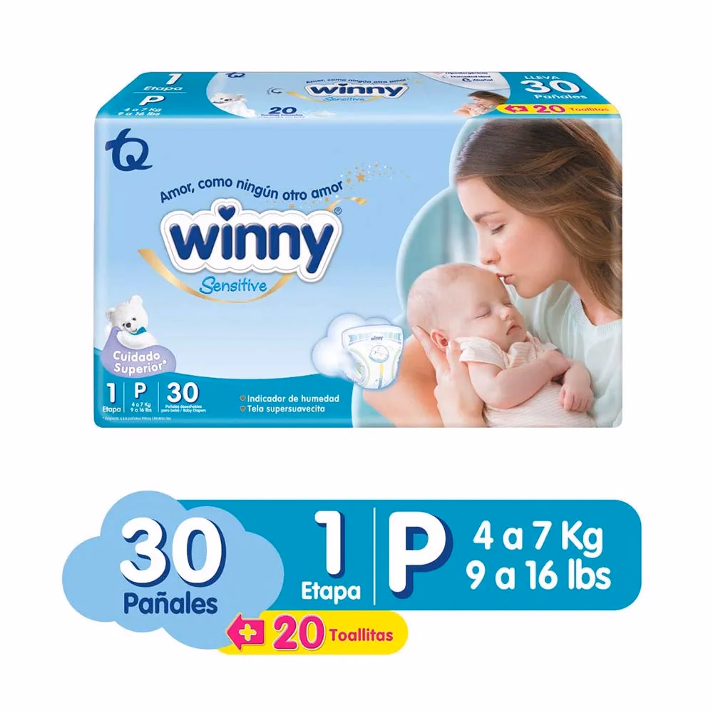 PAÑAL WINNY SENSITIVE ETAPA 1*30 UNIDADES
