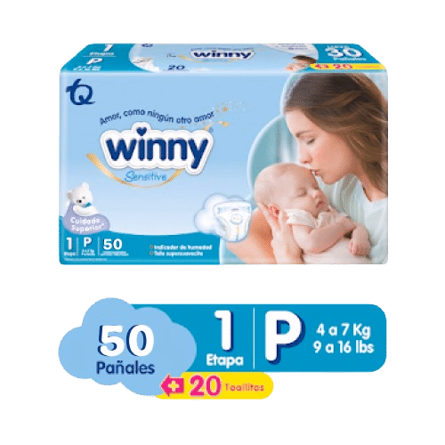 PAÑAL WINNY SENSITIVE ETAPA 1*50 UNIDADES