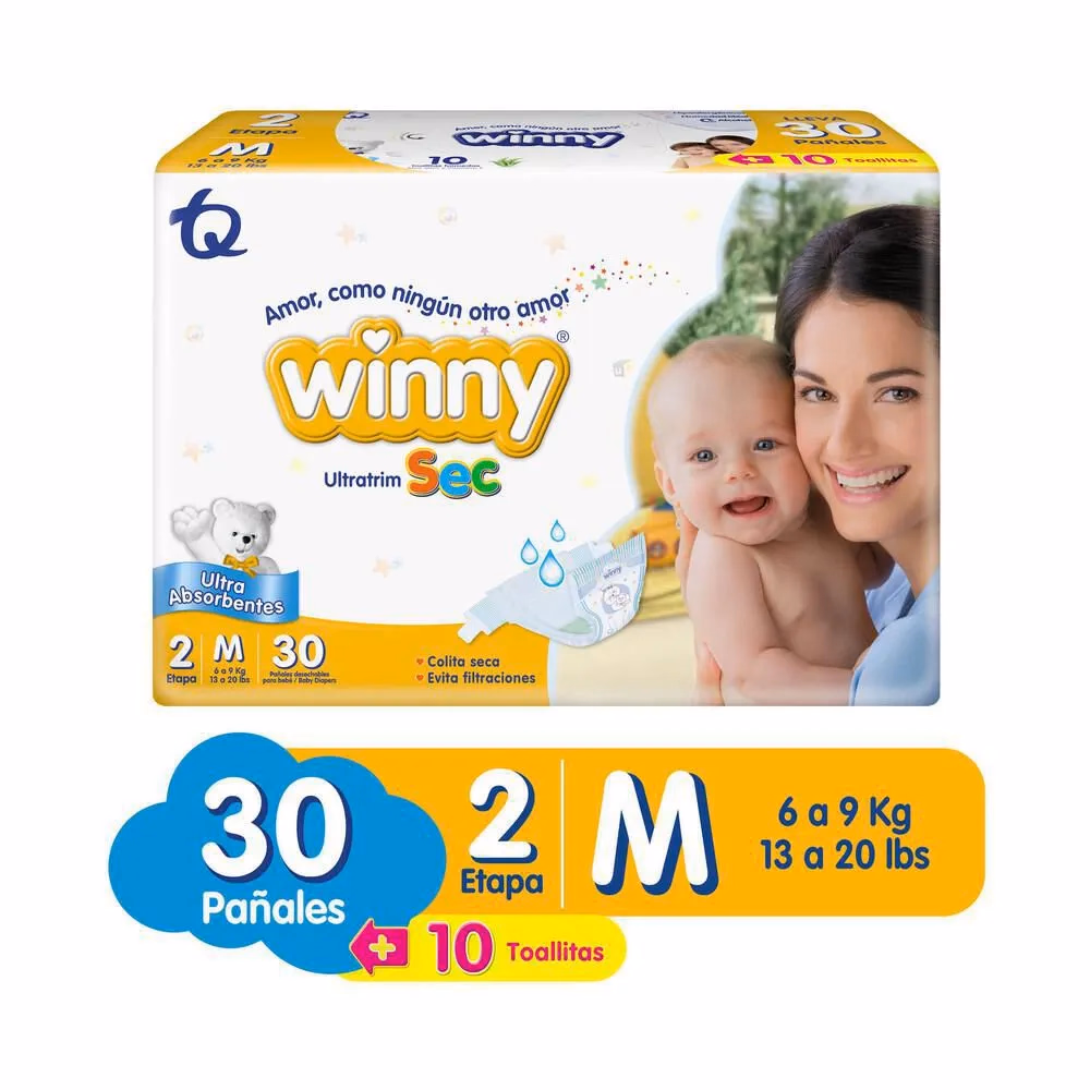 PAÑAL WINNY ULTRATRIM SEC ETAPA 2*30 UNIDADES