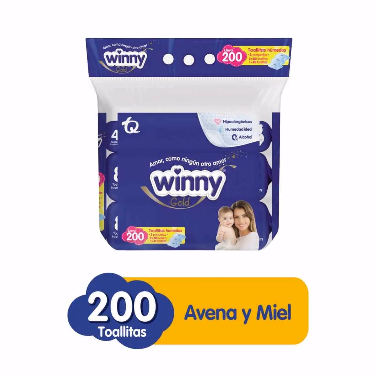 TOALLITAS HUMEDAS WINNY AVENA Y MIEL *200UND