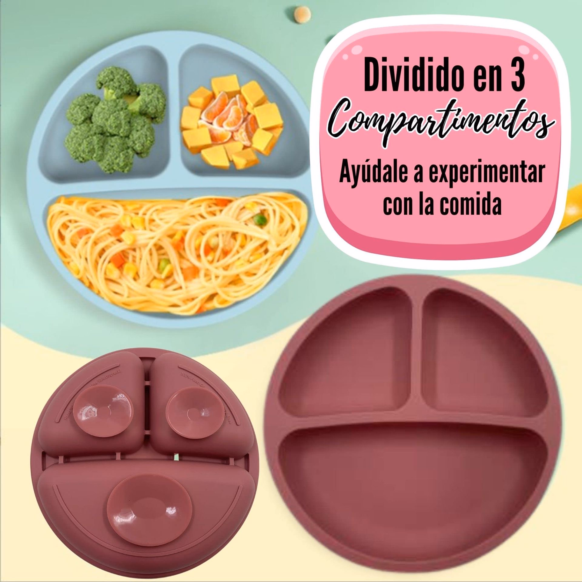Plato de Silicona con Ventosa Antivuelco – Only Baby 🍽️👶