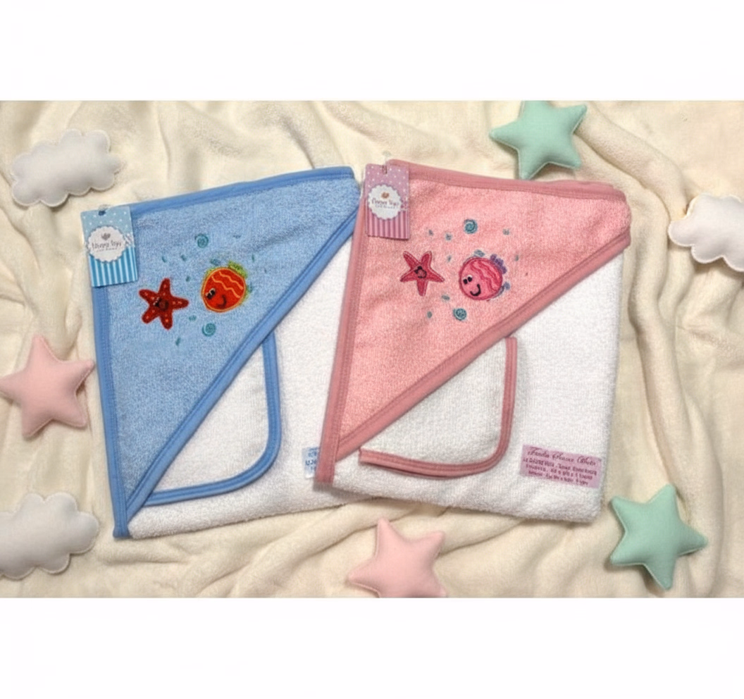 Toalla de Baño Premium "Happy Toys" con Capucha Bordada