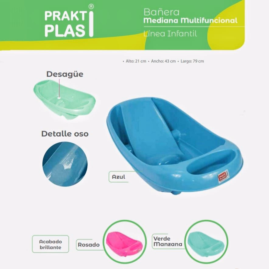 🛁 Bañera Mediana Multifuncional Prakti Plas
