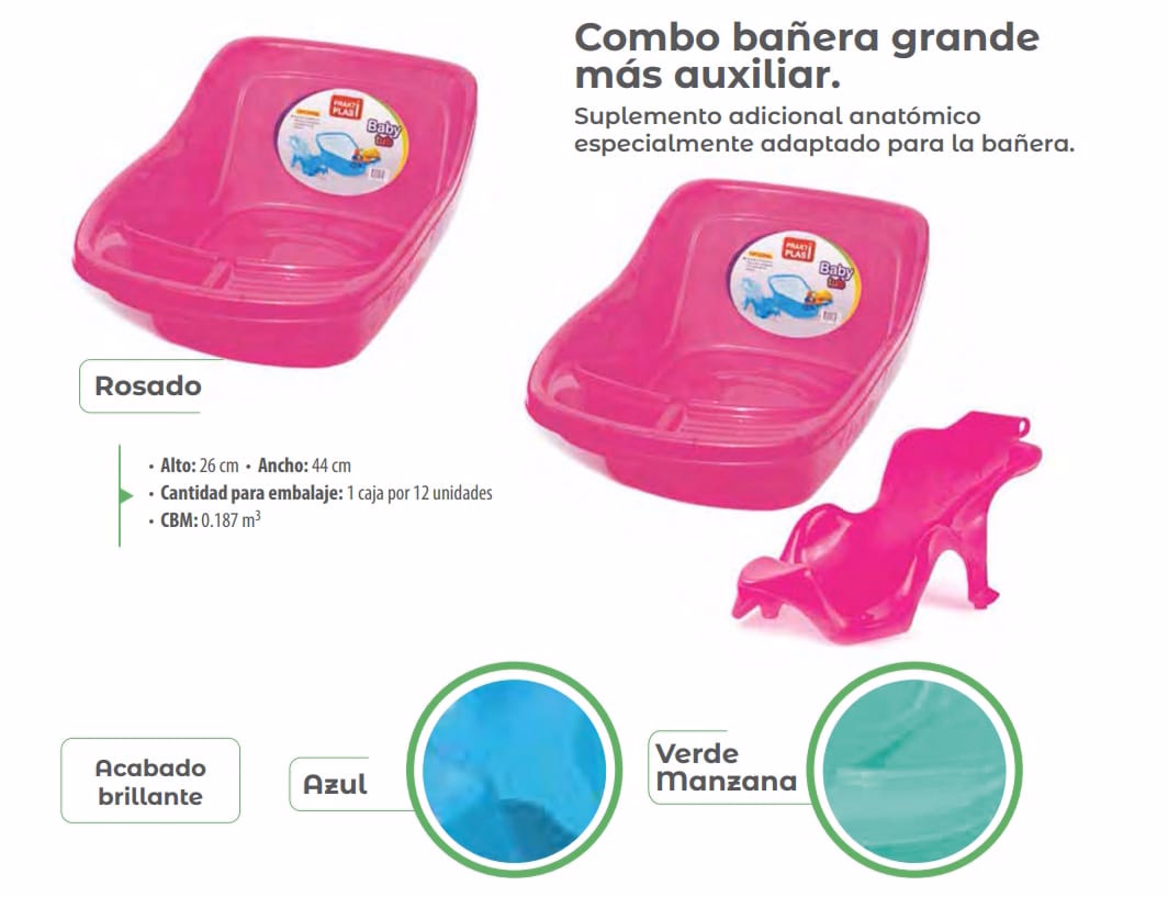 🛁 Combo Bañera Grande para Bebé + Auxiliar Anatómico
